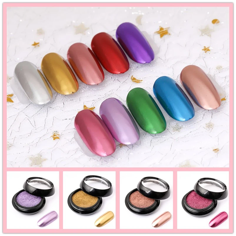 Зеркальная блестящая пудра для ногтей 2 мл металлик УФ гель дизайна полировка