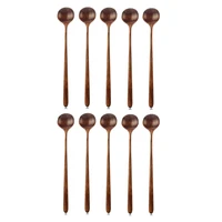 10pcs long spoons woodenwood long handle round spoons for soup cooking mixing stirrer kitchen tools utensils 10 9 in