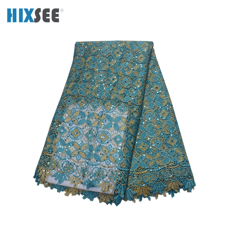 Nigerian Lace Fabric 2019 High Quality Sequin in Guipure Cord 3d Gold with Sequins and Beads | Аксессуары для одежды