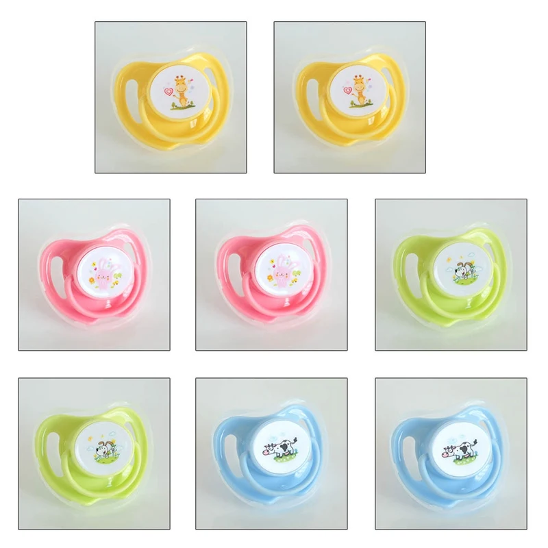 

1PC Baby Cotton Animals Printing Pacifiers Safe Food Grade Silicone Cute Baby Round And Flat Nipples Pacifiers