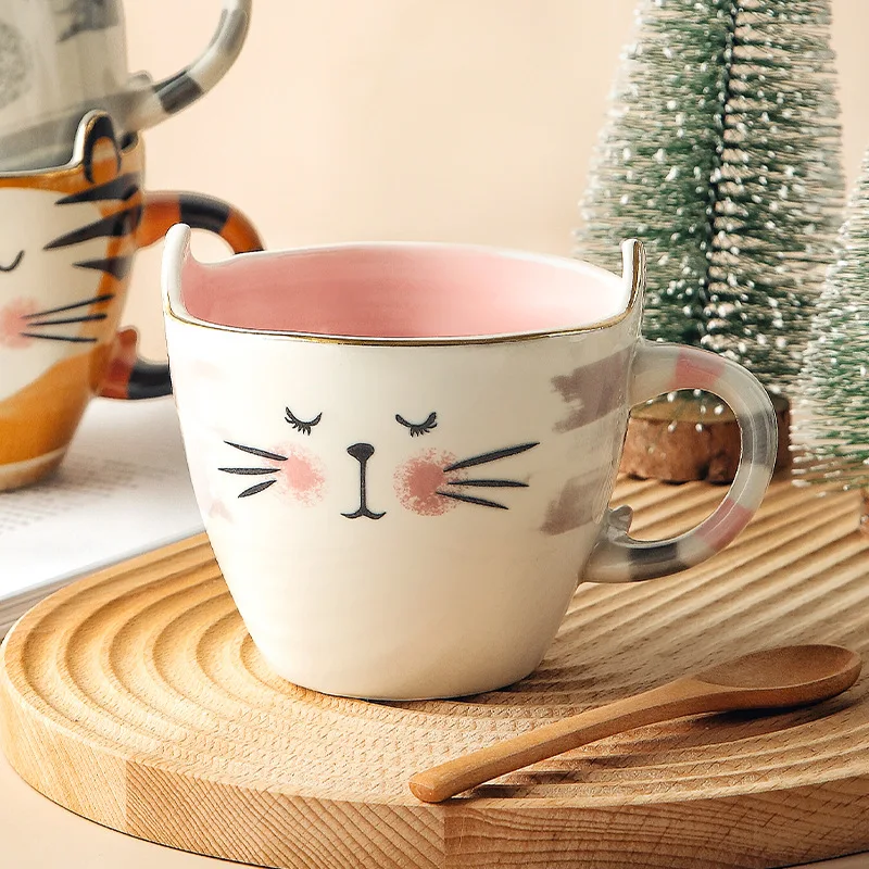 

409ml Animal Coffee Cute Cups Cat Cup Mug Special Breakfast Cup Couple Gift Mokken Kubki Coffee Mugs Set Coffee Accessories