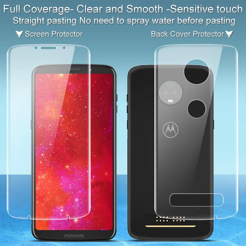 2 шт. Антибликовая Гидрогелевая пленка Imak Для Motorola Z3 Play 3D полноэкранная Защитная
