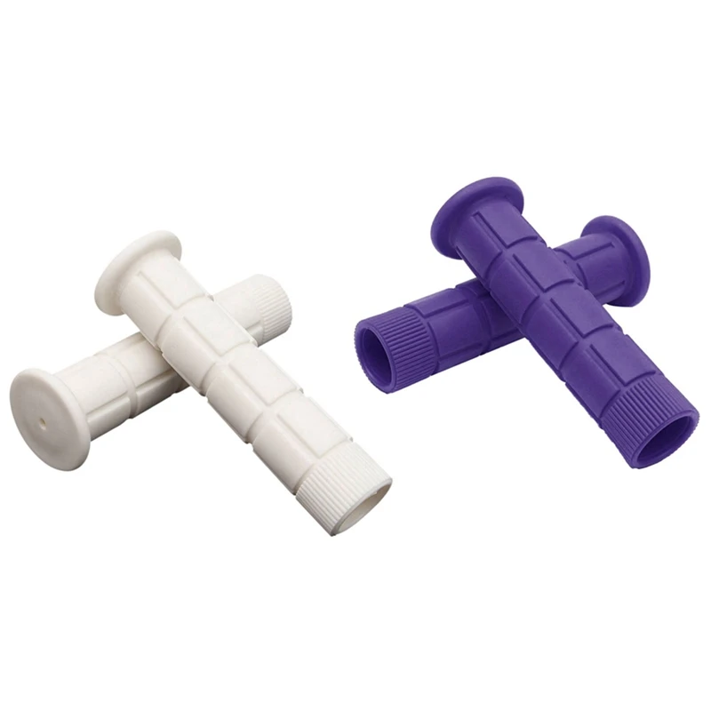 

2 Pair Bicycle Handle Set Mushroom Grips Bmx for Boys and Girls Bikes - Purple & White