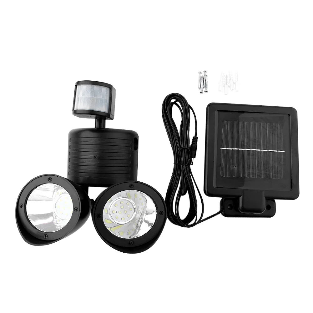 

22 LED High Brightness Dual Head Solar Powered Outdoor Wall Lamp PIR Motion Sensor Garden Yard Security Light