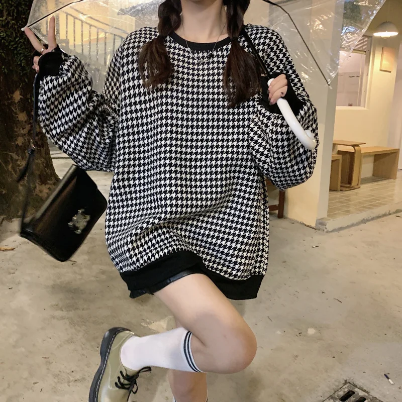 

5473 Women's autumn and winter plus velvet thickening 2021 new ins lazy style sweatshirt women
