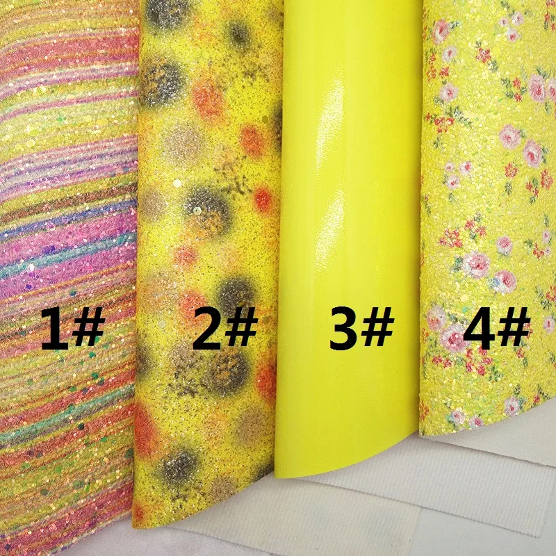 Желтый глиттер кожа в полоску цветов блеск с принтом ткань лакированная