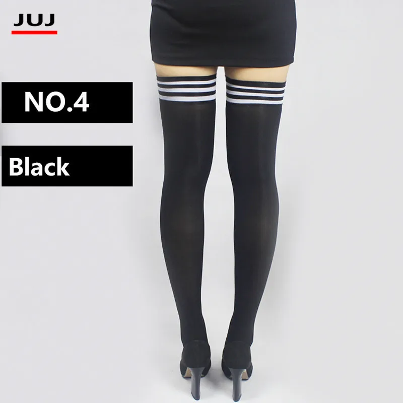 New Sexy Medias Black White Striped Long Socks Women Over Knee Thigh High Over The Knee Stockings Ladies Girls Warm Knee Socks