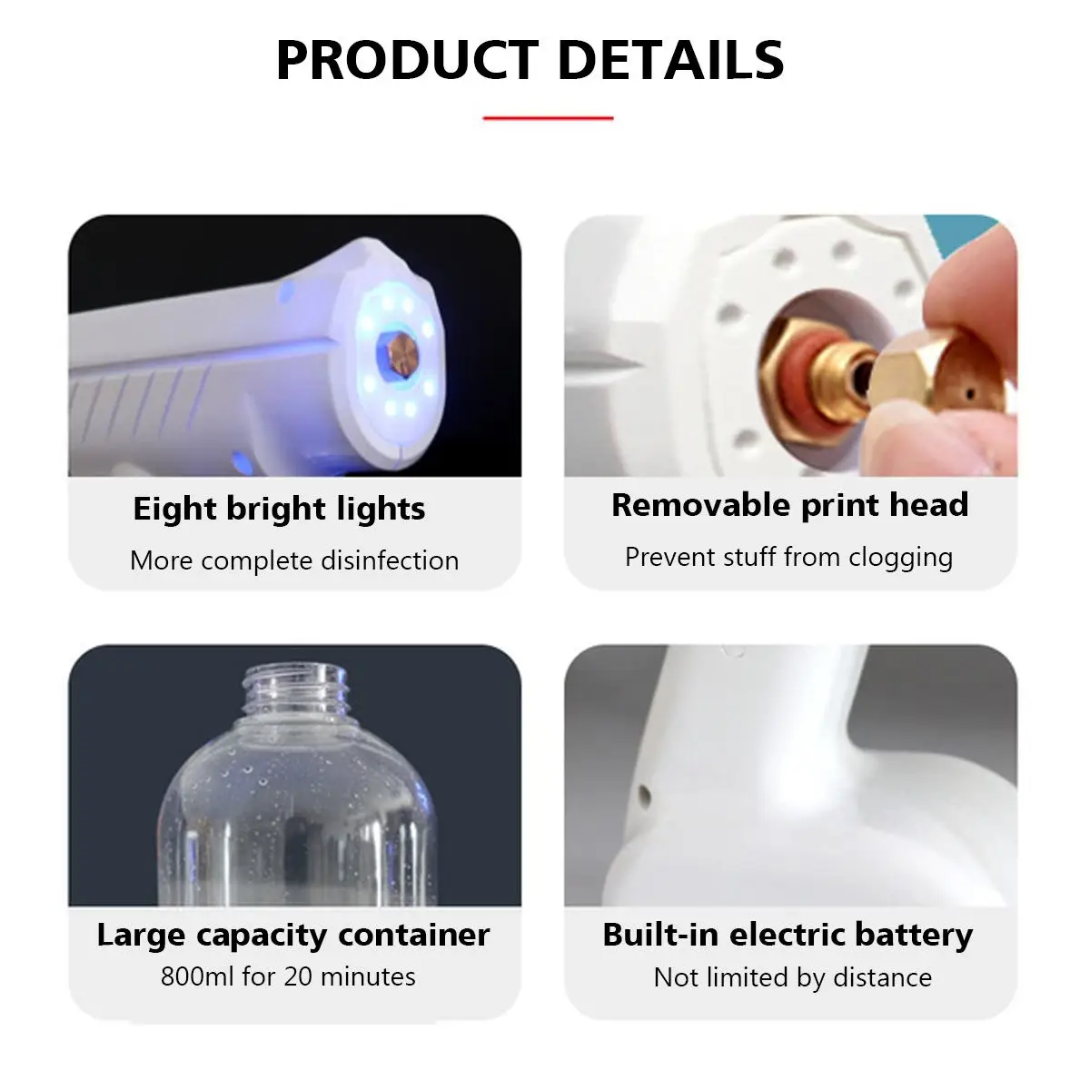 

800ML 110V/220V CE Household Portable Wireless Sprayer Machine Blue Light Nano Steam Spray Gun Disinfection