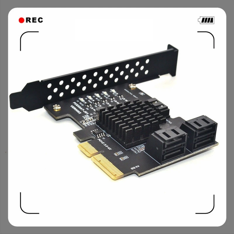 

JMS585 Chip 5-Port SATA 3.0 to PCIe Expansion Card 4X Gen 3 PCI Express SATA Adapter SATA 3 Converter with Power Cord