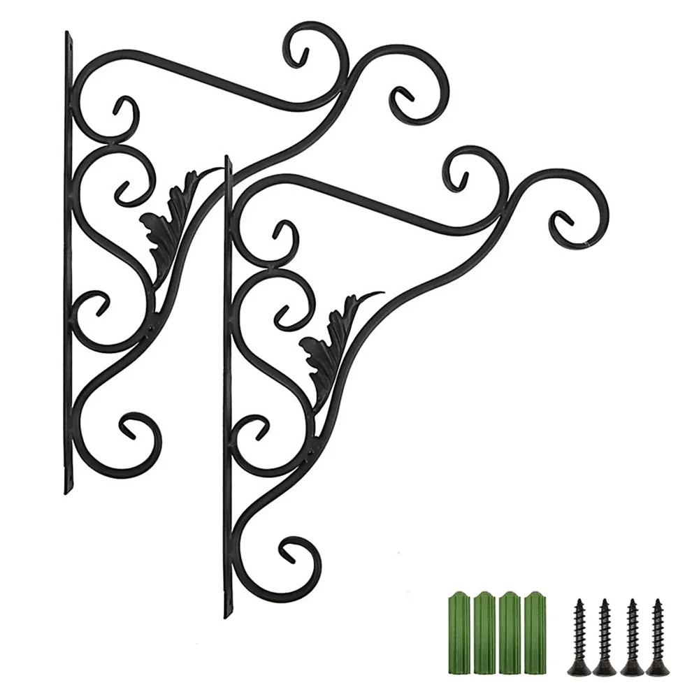 

Hanging Flower Stand Hook Home Storage Wall Rack Small Electric Light Metal With Screws F For Bird Feeder Lanterns Black Slide