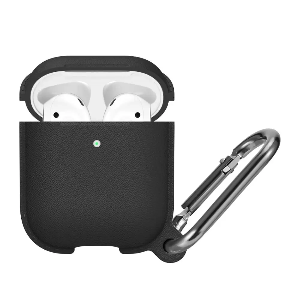 Стиль Litchi Мягкий силиконовый чехол для Airpods 1 2 чехол противоударный полный защитный чехол для Airpods чехол с крючком