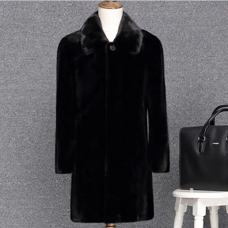 Мужская длинная куртка из искусственного меха Повседневная Длинная зимняя