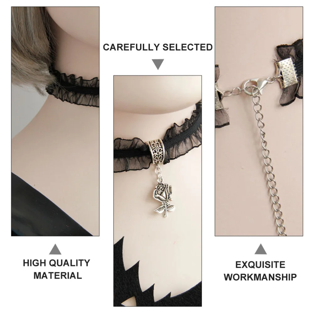 

1Pc Lase Rose Design Necklace Unique Personality Clavicle Chain for Black