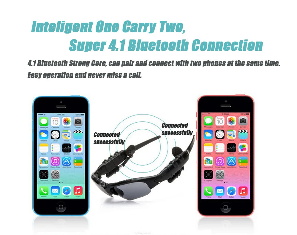 Модные Смарт V4.1 Bluetooth очки стерео музыкальные звонки Handsfree интеллектуальное управление камерой телефона фото видео для селфи