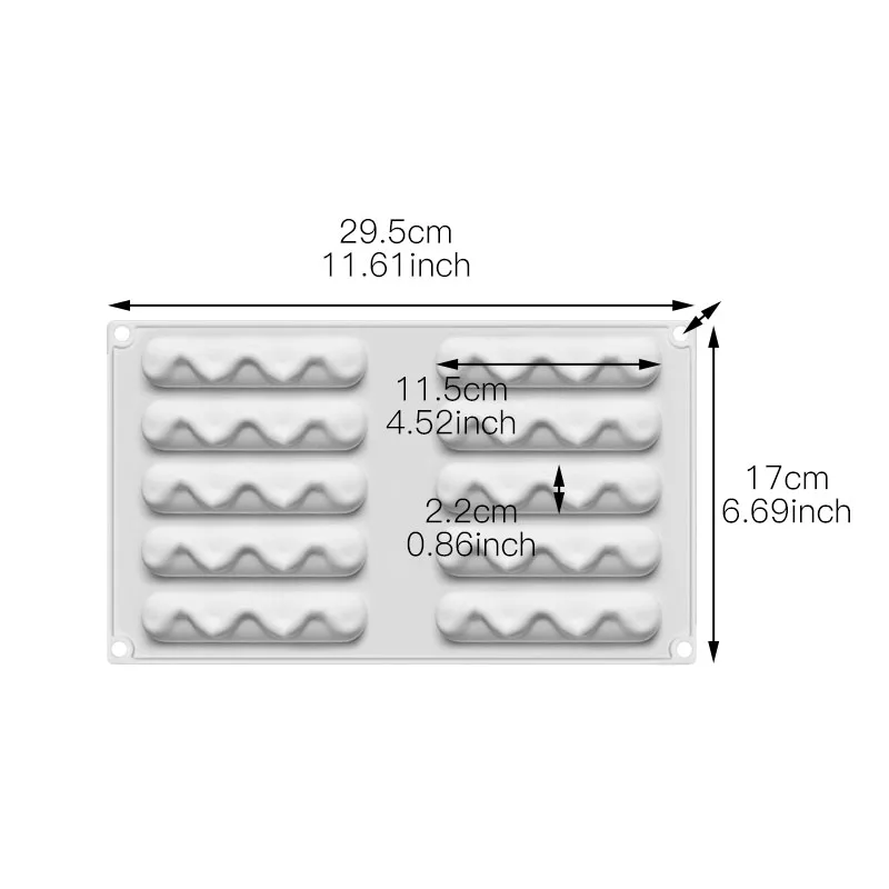 Yiwumart 8 Holes Wave Oval Curved Molds Silicone Mold Cake Decorating Tools For Baking Dessert Mould Mousse Chocolate Pan | Дом и сад