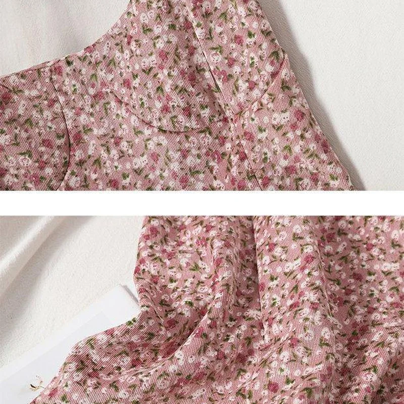 

Floral-print Women Sleeveless Dress Sexy Sleeveless Gentle Soft Summer Ruffles Spaghetti Strap Sweet Elegant Female Ulzzang Chic