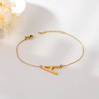 stainless steel size 26 letters charm bracelet for women gold fashion simple jewelry accessories