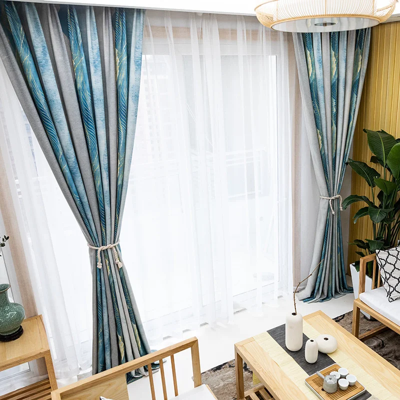 

Chinese Style Thicken Cotton Linen Curtains for Living Room Modern Ink Painting Window Treatments Curtain for Bedroom Kitchen