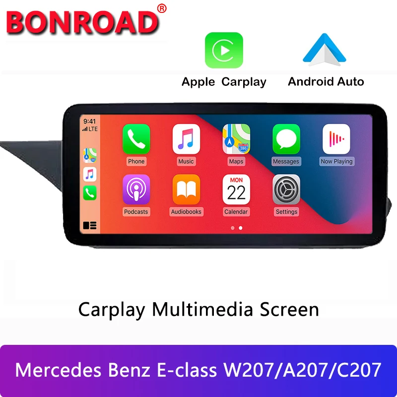 

Bonroad 10,25 "Carplay мультимедийный экран Apple CarPlay для Mercedes Benz E class C207 W207 A207 двухдверный купе Linux