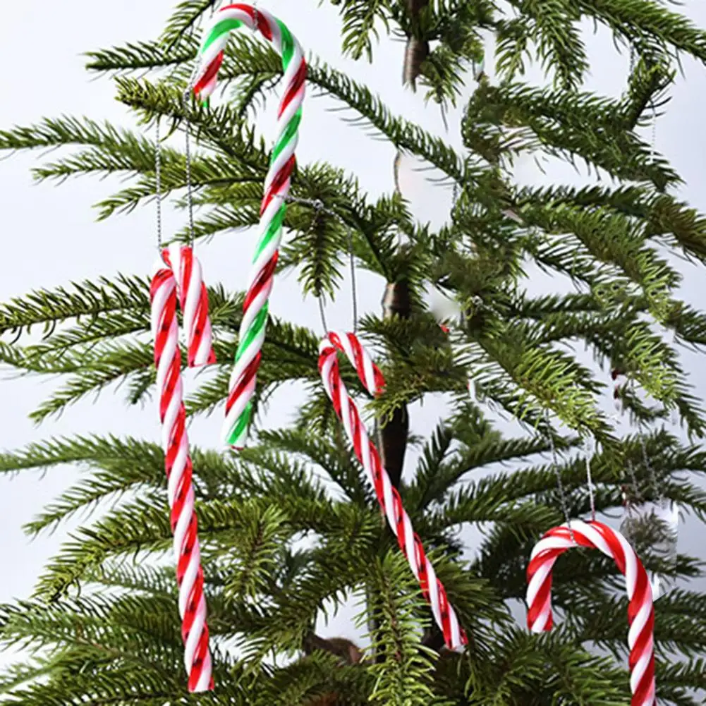 6Pcs/Set Christmas Cane Pendant 3D Effect Promote Ambience Colorful Surface Tree Hanging Candy Canes Ornaments | Дом и сад
