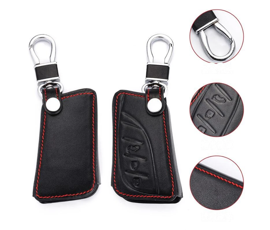 Car Genuine Leather Key Case Cover Chain For Lexus 2016 2017 2018 2019 IS ES GS NX Remote keyless Accessorie | Автомобили и