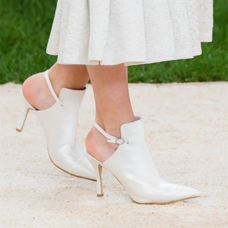 

Heels High Slingbacks Woman Thin Heel Pumps Fashion Pointed Toe Satin Silk Ladies Office Party Elegant Shoes Summer Sandal