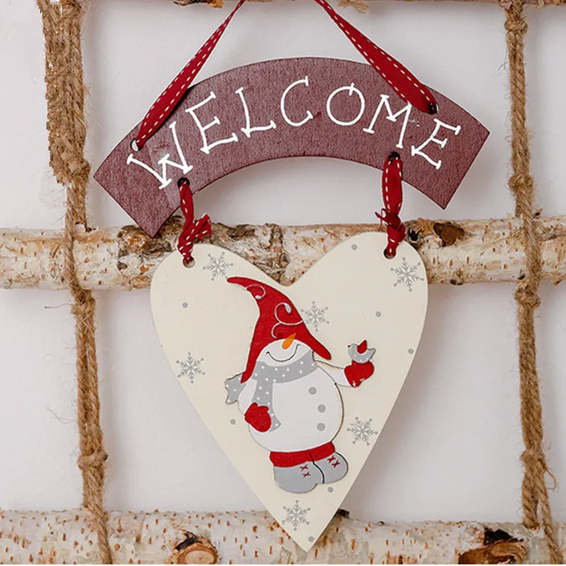 Navidad 2020 деревянная любовь Снеговик подвесной кулон Рождественская елка