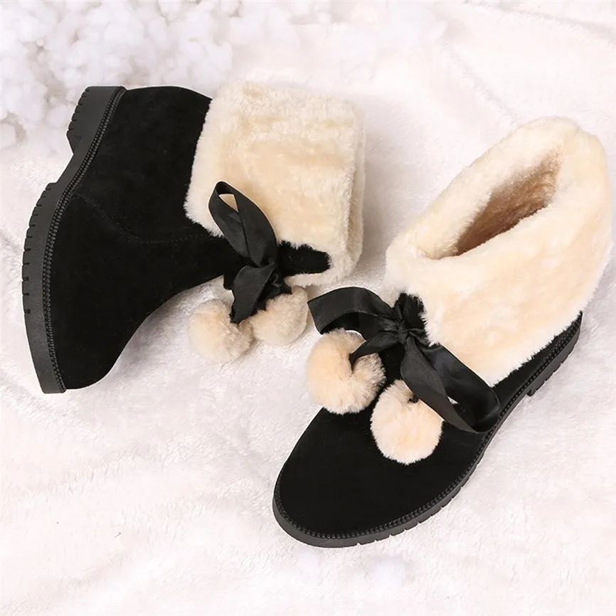 Женские Рождественские теплые замшевые зимние ботинки бархатные ботильоны на