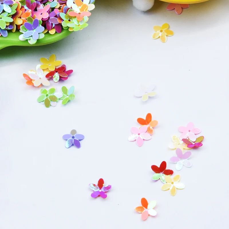 Цветочные пайетки 10 мм из ПВХ с пятью лепестками для шитья рукоделия свадьбы