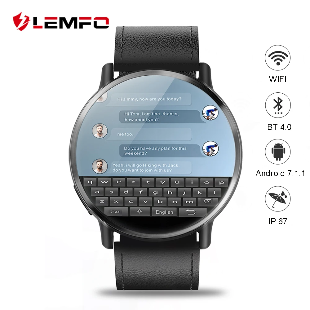 LEM X 4G Смарт часы Android 7 1 поддержка gps Sim wifi 2 03 дюймовый экран 8MP камера Heart Rate LEMFO LEMX