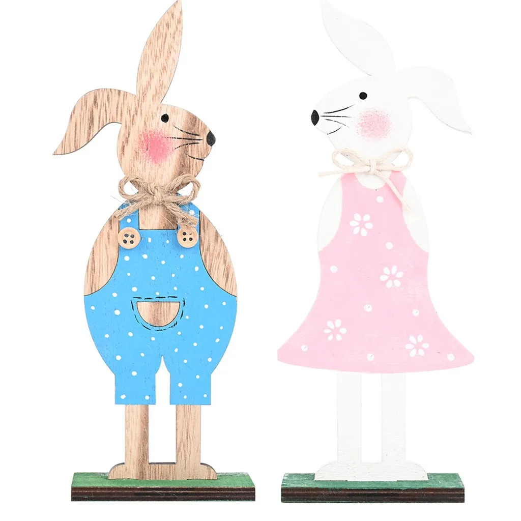 

1PCS Lovely Easter Rabbit Wooden Decoration DIY Wood Hanging Crafts Cute Bunny Easter Ornaments Party Supplies