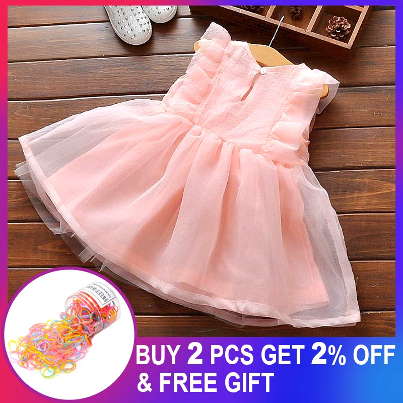 Детское платье для девочек новинка 2020 года летняя Стильная однотонная Одежда