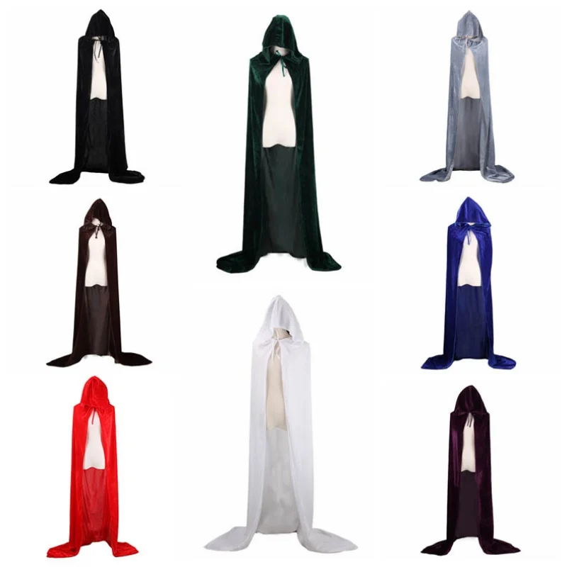 Длинная атласная накидка для Хэллоуина карнавала взрослых с капюшоном