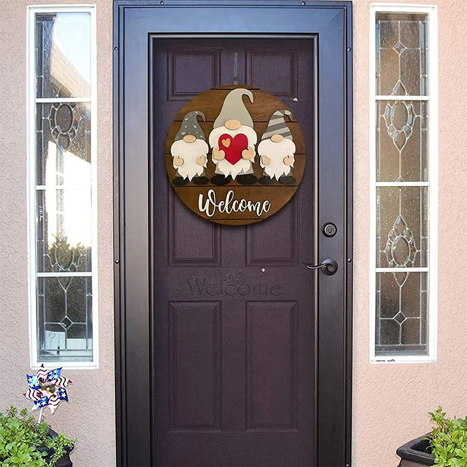 

Triple Gnome Interchangeable All Season Welcome Sign Rustic Farmhouse Front Door Hanger for Home Porch Decor RERI889