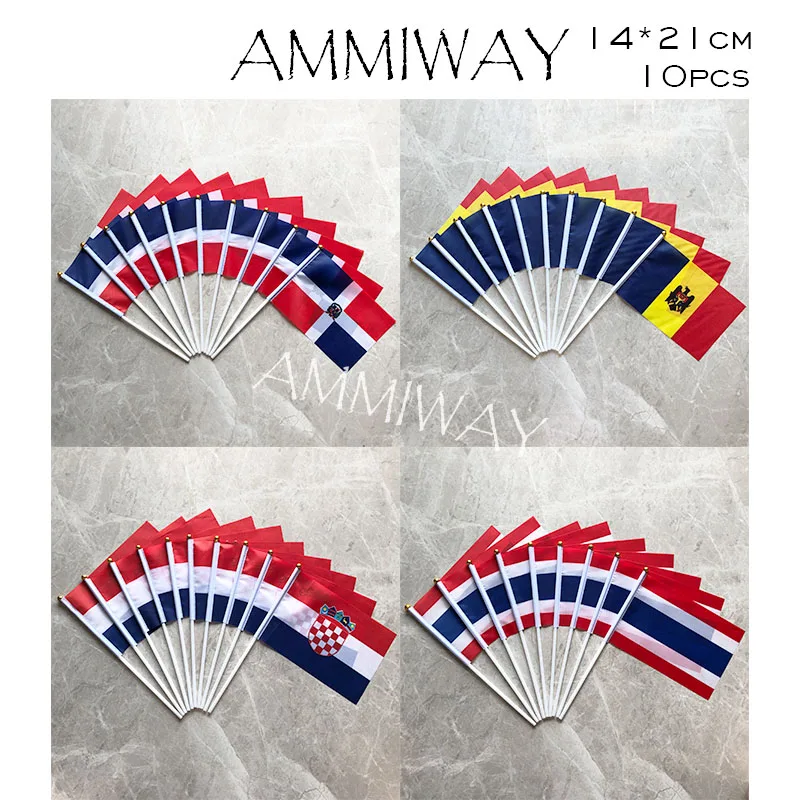 AMMIWAY 14x21 см 10 шт. флаг Португалии Венгрии Марокко национальный с пластиковым