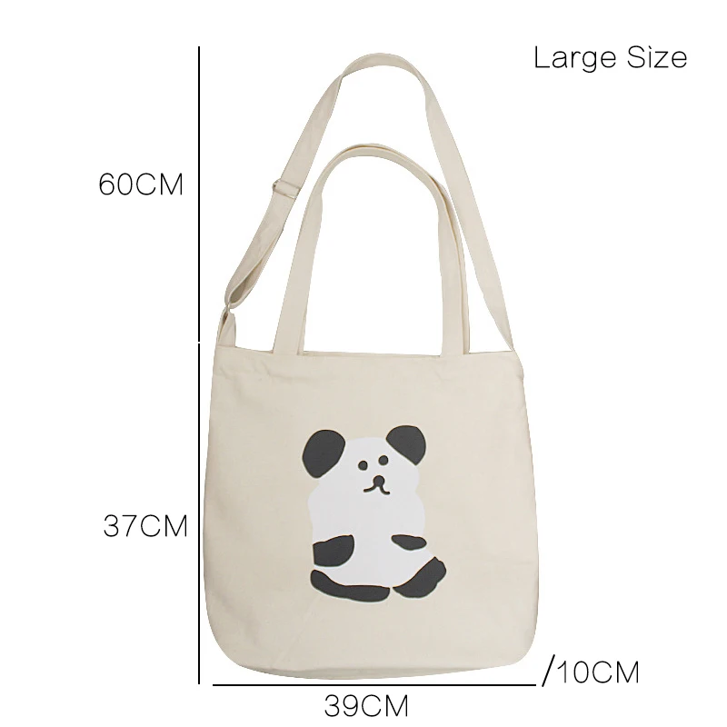 Youda Original Design New Handbag Cartoon Panda Print Crossbody Canvas Bag Large Capacity College Style Cute Ladies Shoulder |