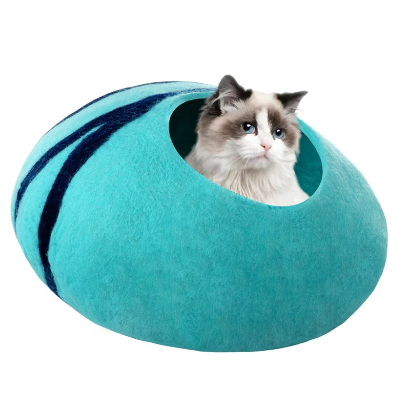 

Dog Cat Bed Pet Sleeping Bag Creative Egg Shape Felt Cloth Warm Pet House All Around Nest Dog Cave Cat Basket Products For Cats