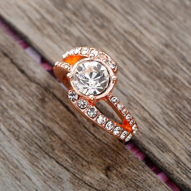 Роскошное обручальное кольцо для женщин цвета розового золота подарок на день