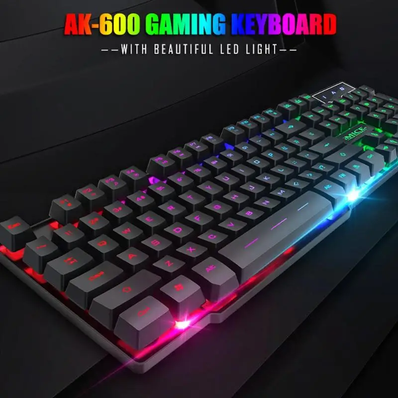 IMICE AK-600 104 клавиш USB игровая клавиатура Проводная Подсветка эргономичная клавиатура с 12 мультимедийными клавишами для компьютер ноутбук ПК
