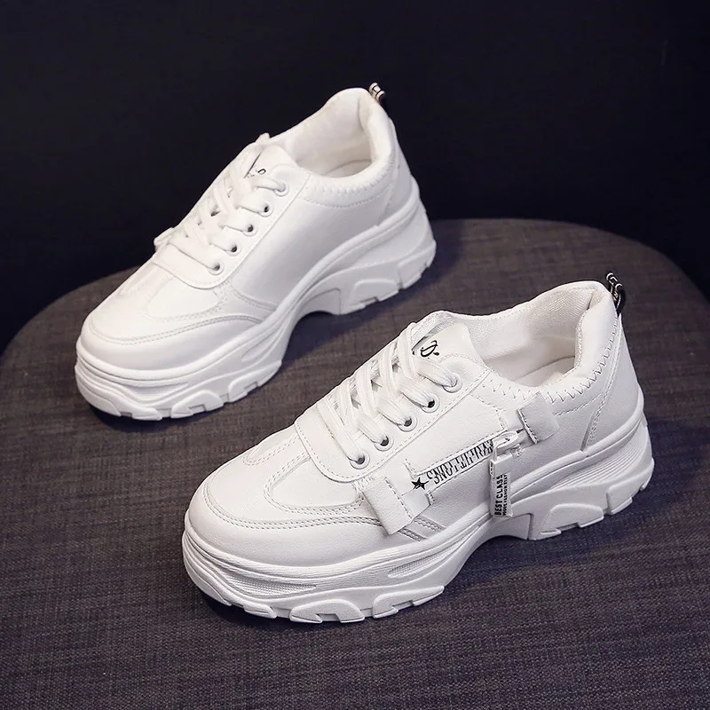2019 новые повседневные женские кроссовки обувь на платформе со шнуровкой женская