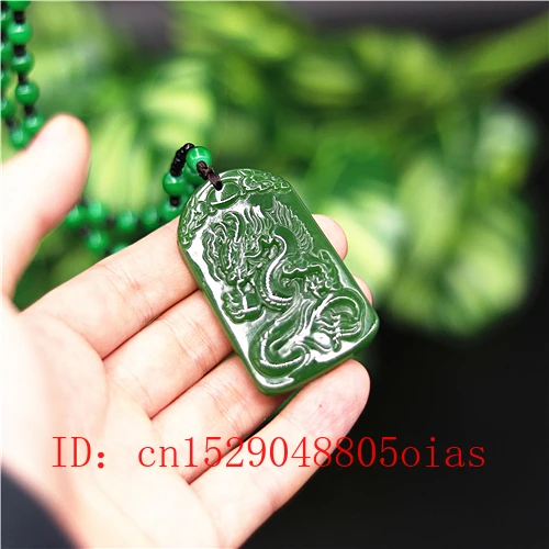 Натуральный зеленый китайский Нефритовый дракон кулон ожерелье очарование