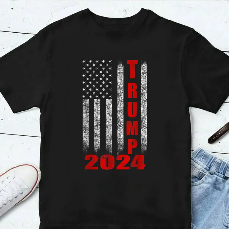 

American Flag Design Trump 2024 Men T-Shirt, Vote For Trump Unisex Vintage Shirt