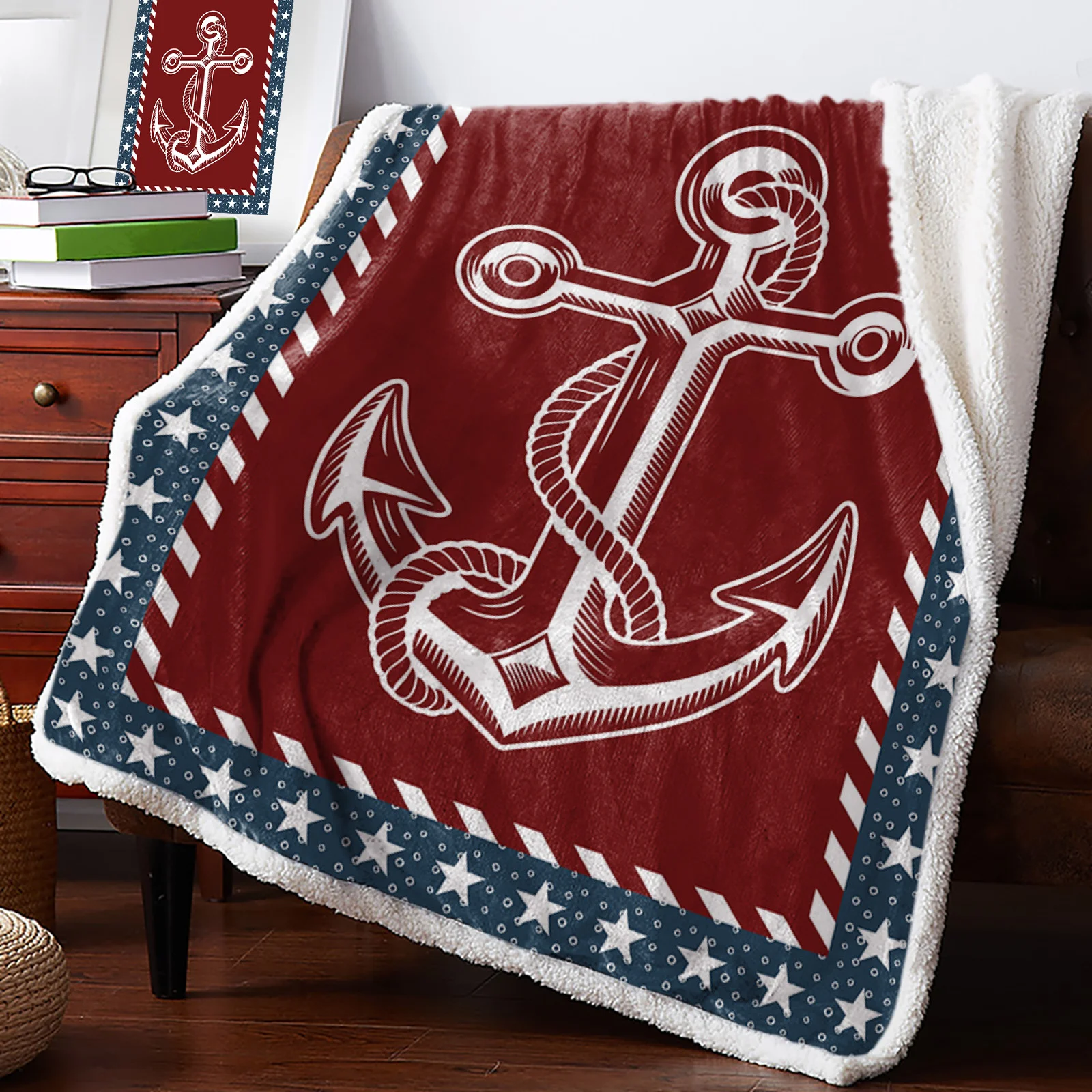 

Anchor Compass Cartoon Plush Blanket Star Telescope Geometry Sherpa Blankets for Office Nap Kids Sofa Bedspreads Quilt Drop Ship