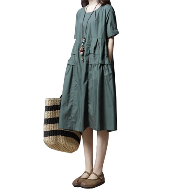 

Женское хлопковое платье средней длины, черное винтажное Свободное длинное платье из хлопка, лето 2022