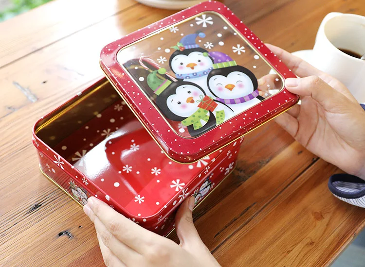 Exquisite Christmas Gift Box Open Window Transparent Rectangular Tin Biscuit Baking Packaging | Дом и сад