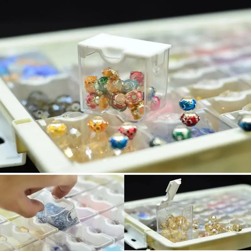 

425078 Grids Transparent Plastic Diamond Painting Storage Containers Case Diamond Embroidery Tools Accessories Storage Box