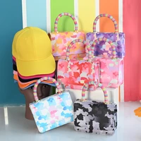 2021 new arrivals designer handle bag famous brands handbags custom designer tie dye purses and hats set