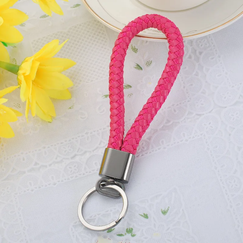 

WANGAIYAO creative braided leather rope keychain car key ring male and female keychain car key chain