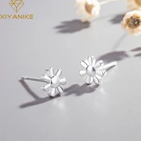 xiyanike silver color prevent allergy stud earrings for women new fashion sun flower small ear hoops wedding jewelry