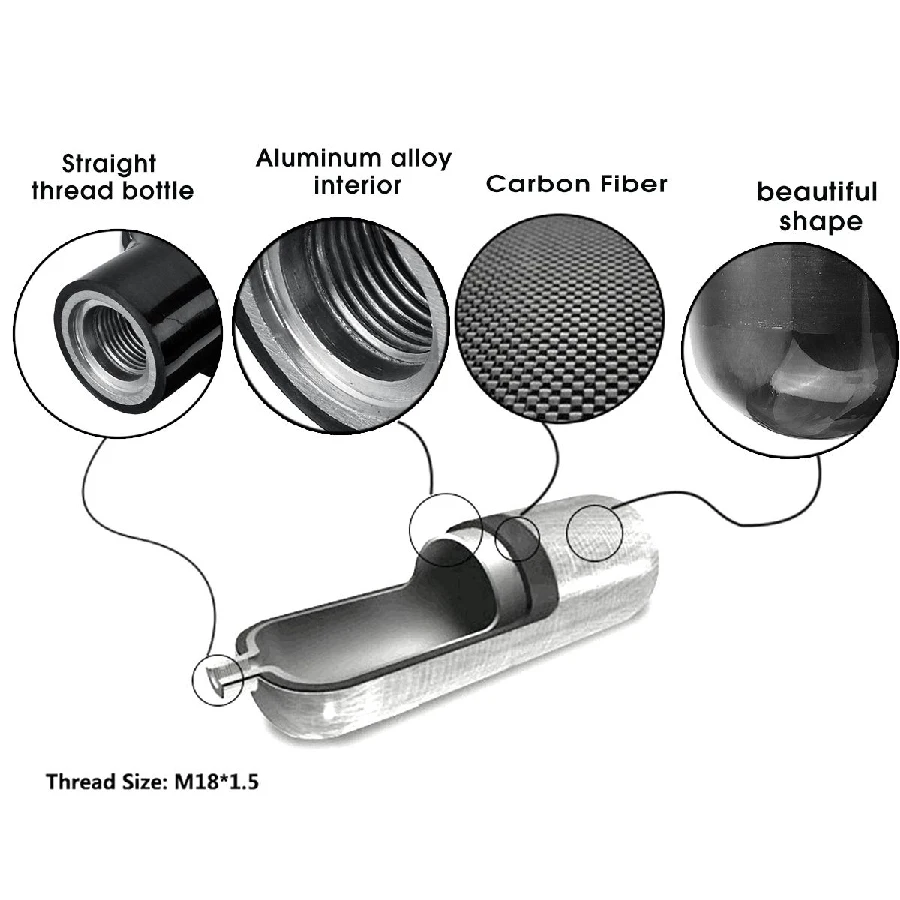 AC121711 Pcp/Пейнтбол 4500Psi бак 2.17L 30Mpa 4500Psi высокого давления композитный цилиндр для дайвинга углеродное волокно Воздушный бак